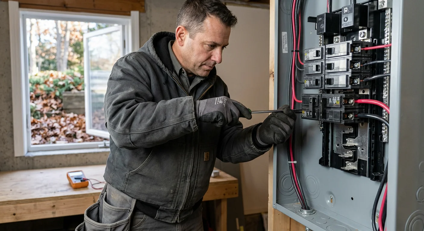 Close-up of a dedicated 240-volt breaker installed in an upgraded home electrical panel