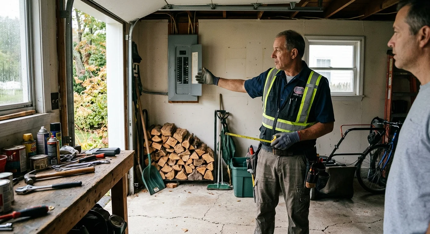 Older colonial home garage before EV charger circuit was installed