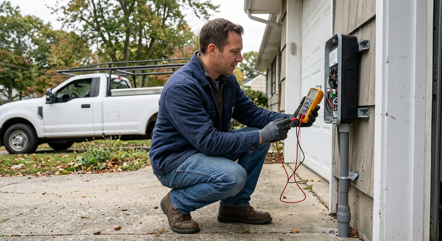 Technician testing voltage delivery on a newly energized EV charging circuit