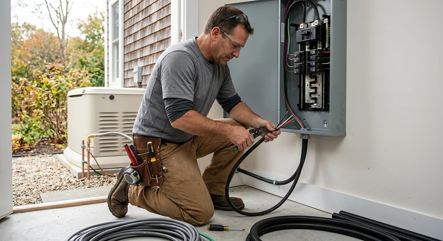 Conductor runs connecting a standby generator to an upgraded electrical panel